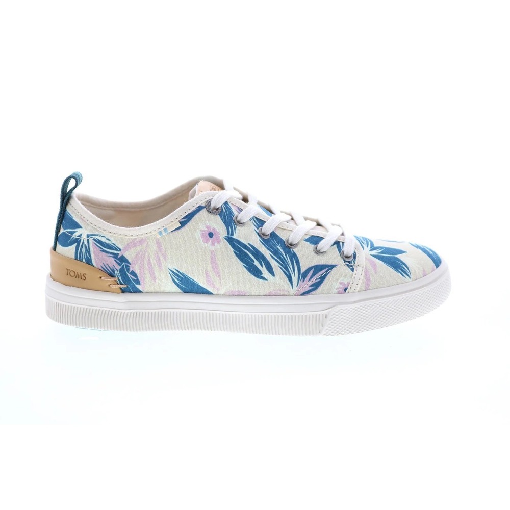TOMS Women's Trvl Lite Low Sneakers Cream Canvas Lilac Floral Print 9.5